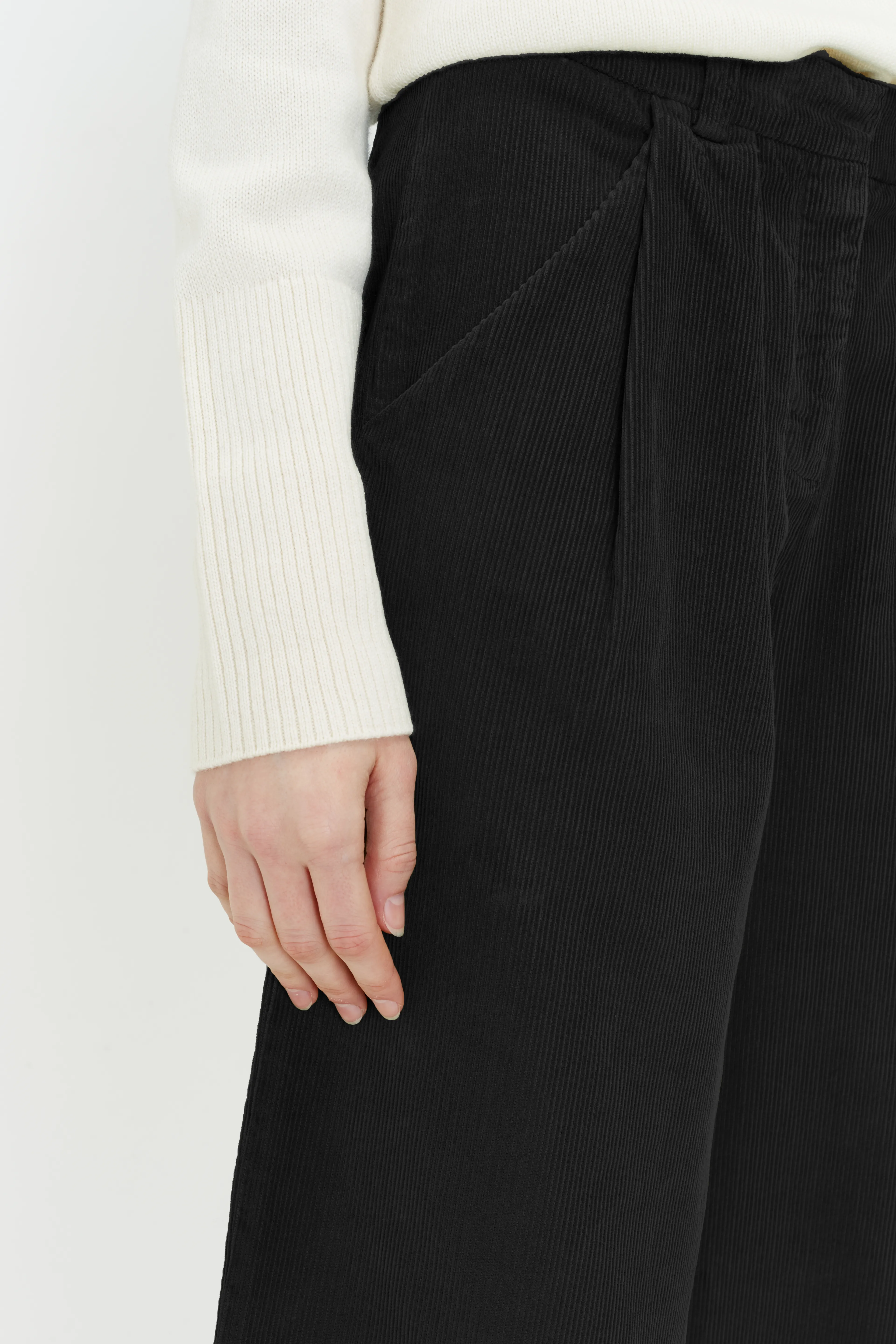 Black Cotton Corduroy Isabella Trousers