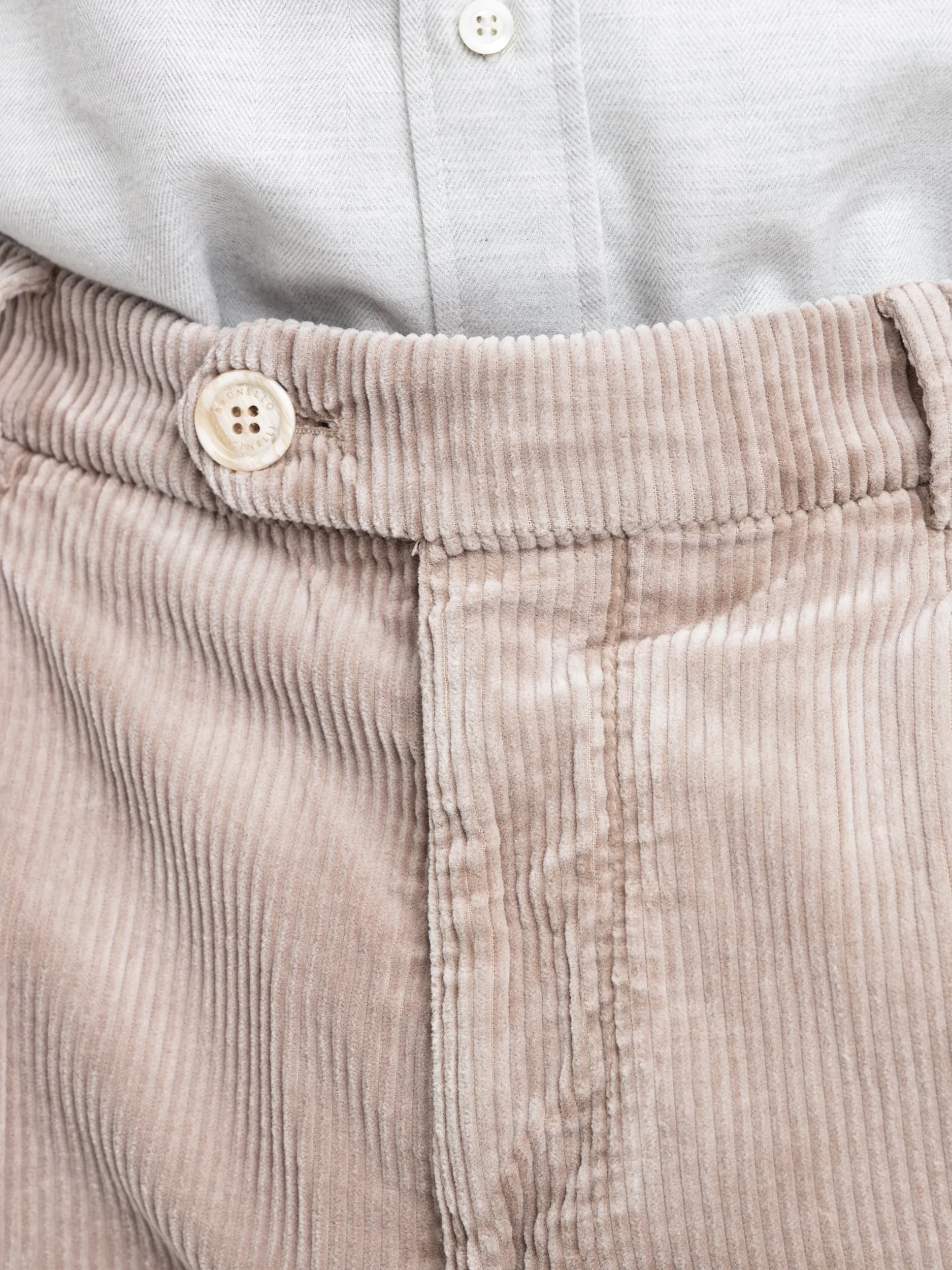 Brown Garment-Dyed Leisure-Fit Corduroy Trousers
