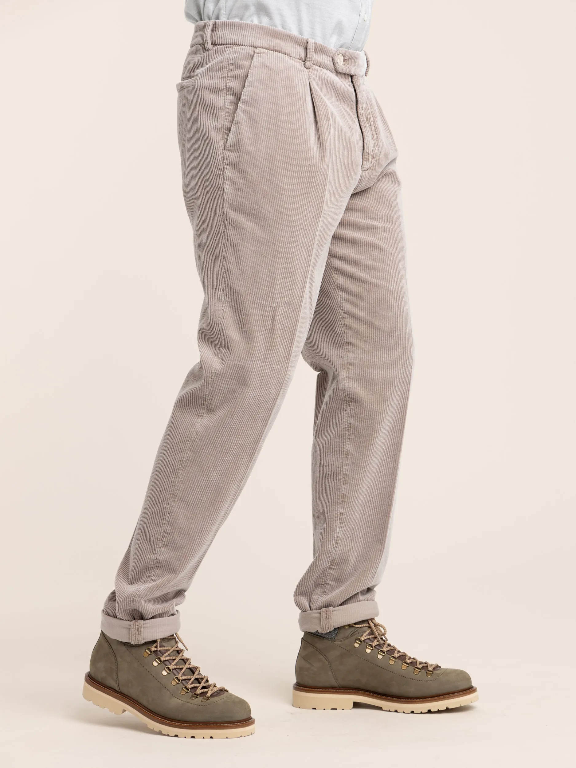 Brown Garment-Dyed Leisure-Fit Corduroy Trousers