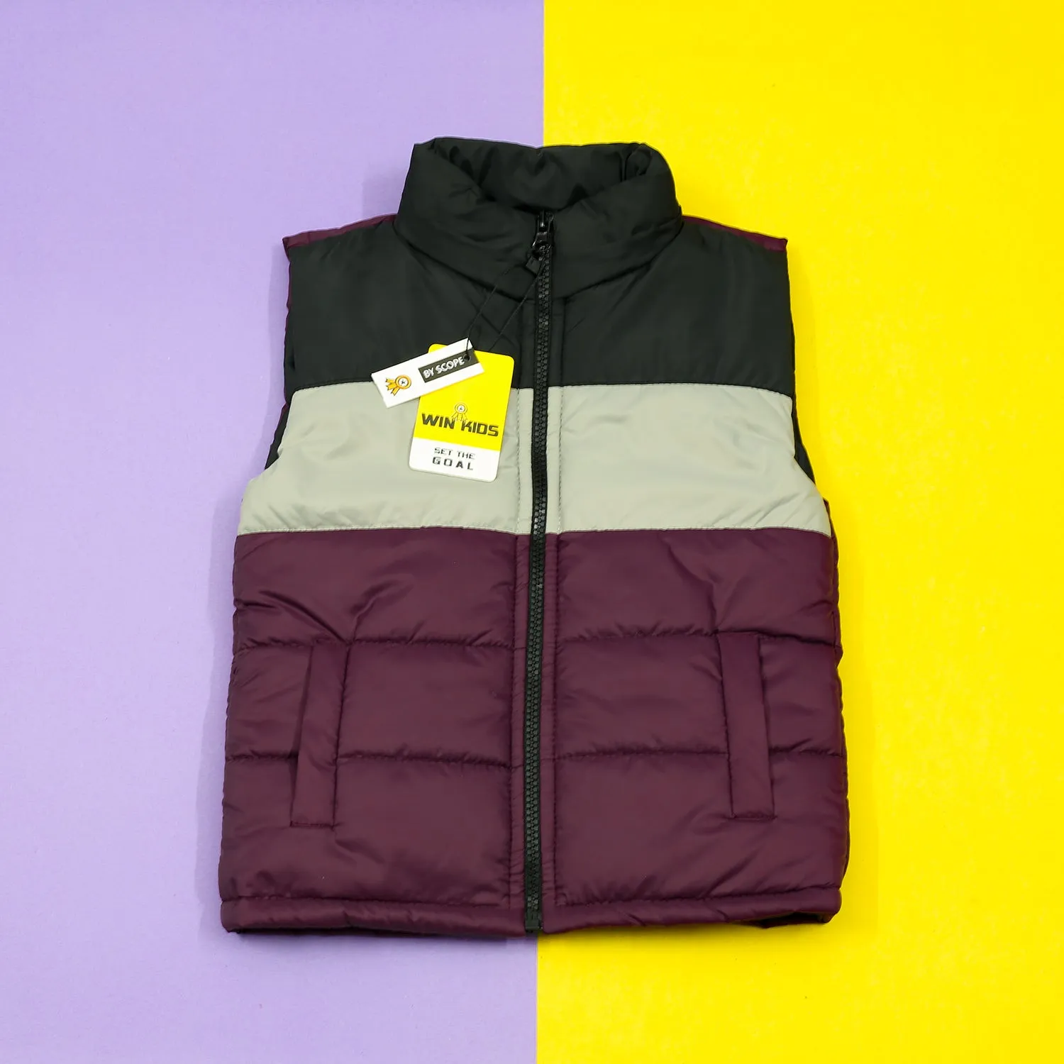 Burgundy Trifecta Sleeveless Puffer Jacket