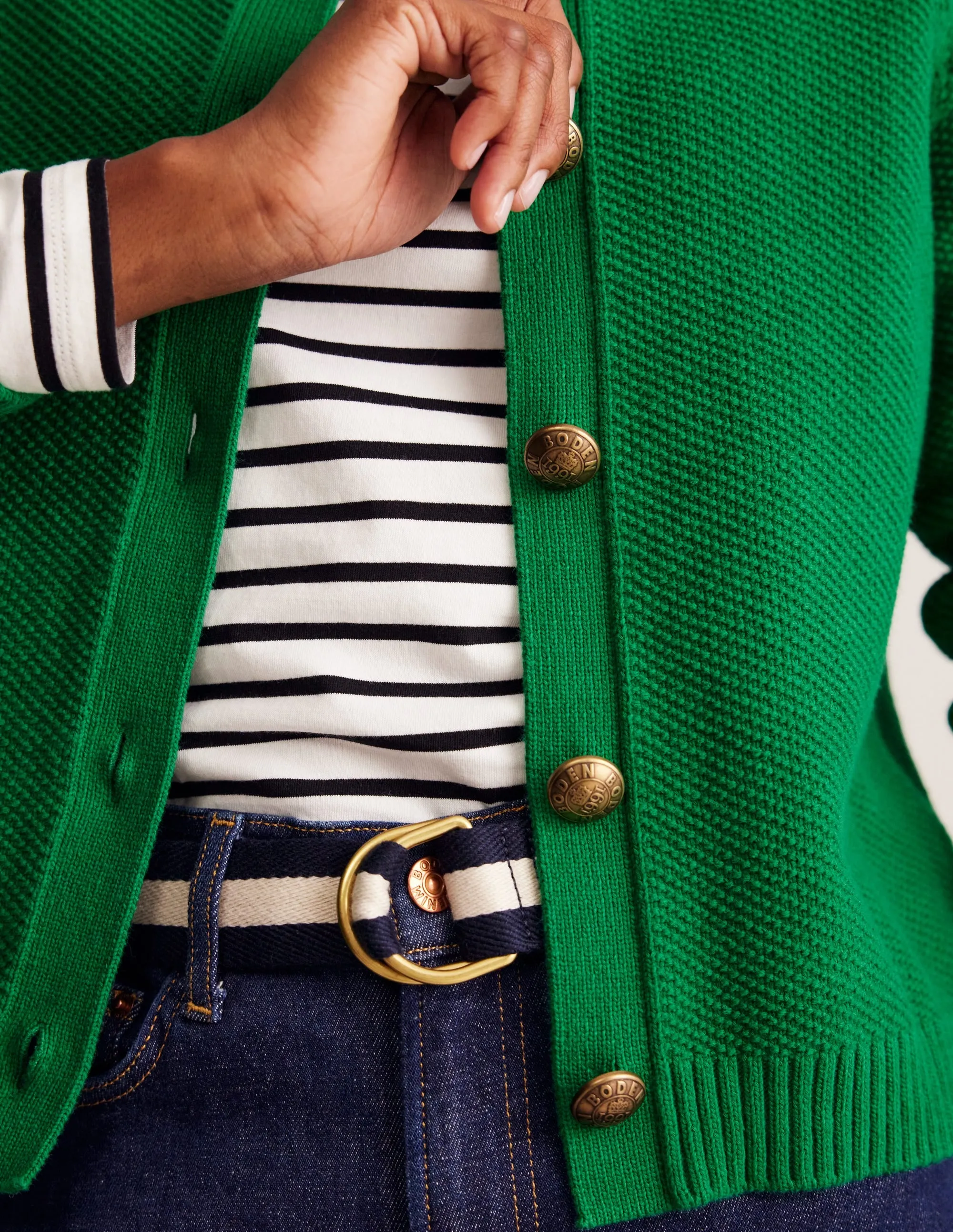 Collared Knitted Cardigan-Rich Emerald Green