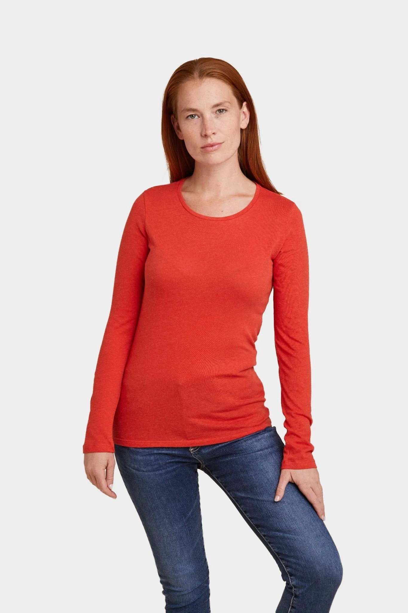 Cotton Cashmere Long Sleeve Crewneck T-Shirt