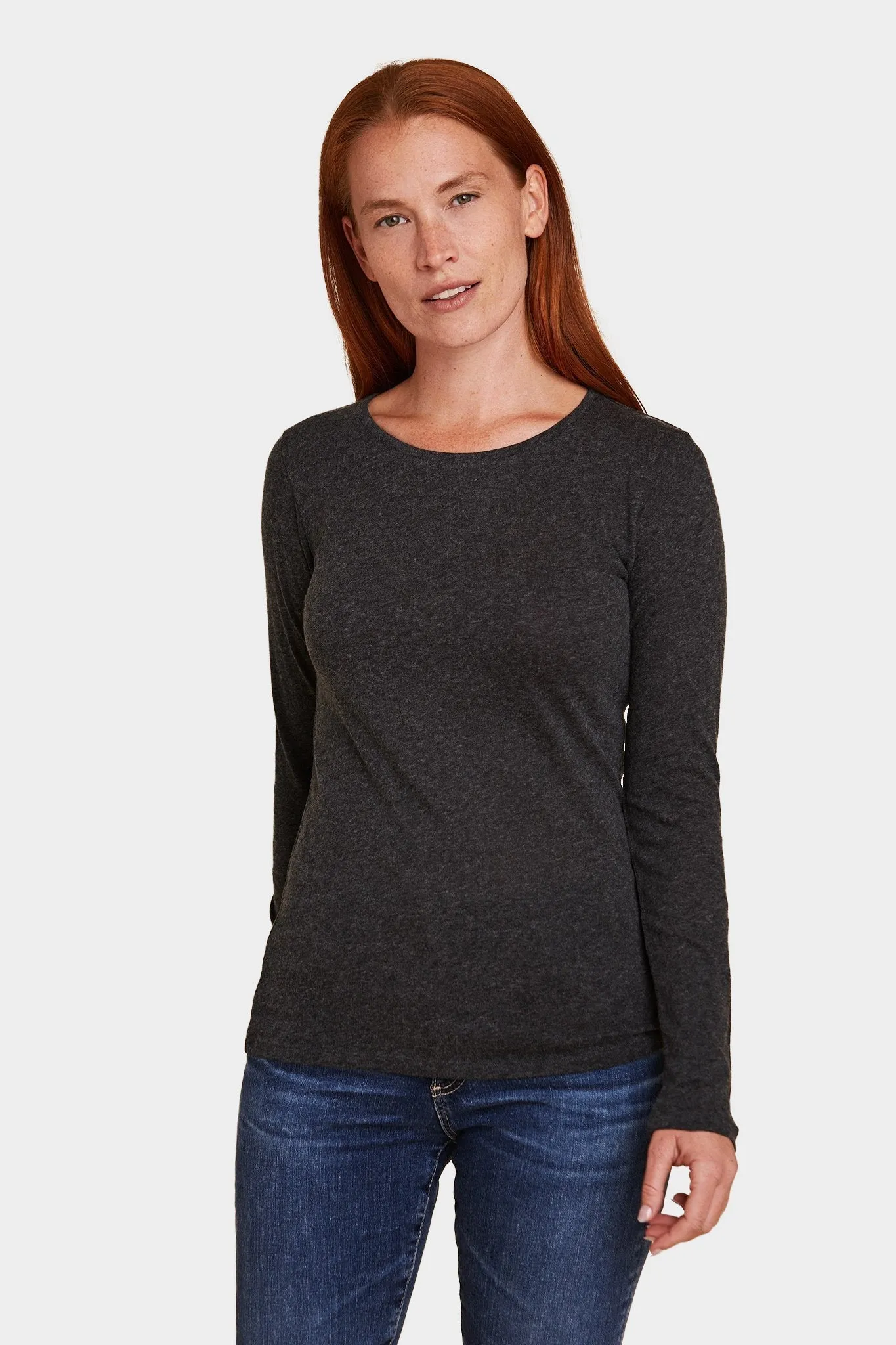 Cotton Cashmere Long Sleeve Crewneck T-Shirt