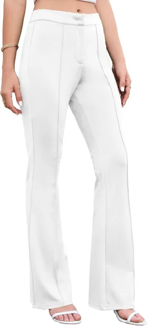 Famulily Women High Rise Tummy Control Flared Pants Zipper Up Stretch Pant for Dressy