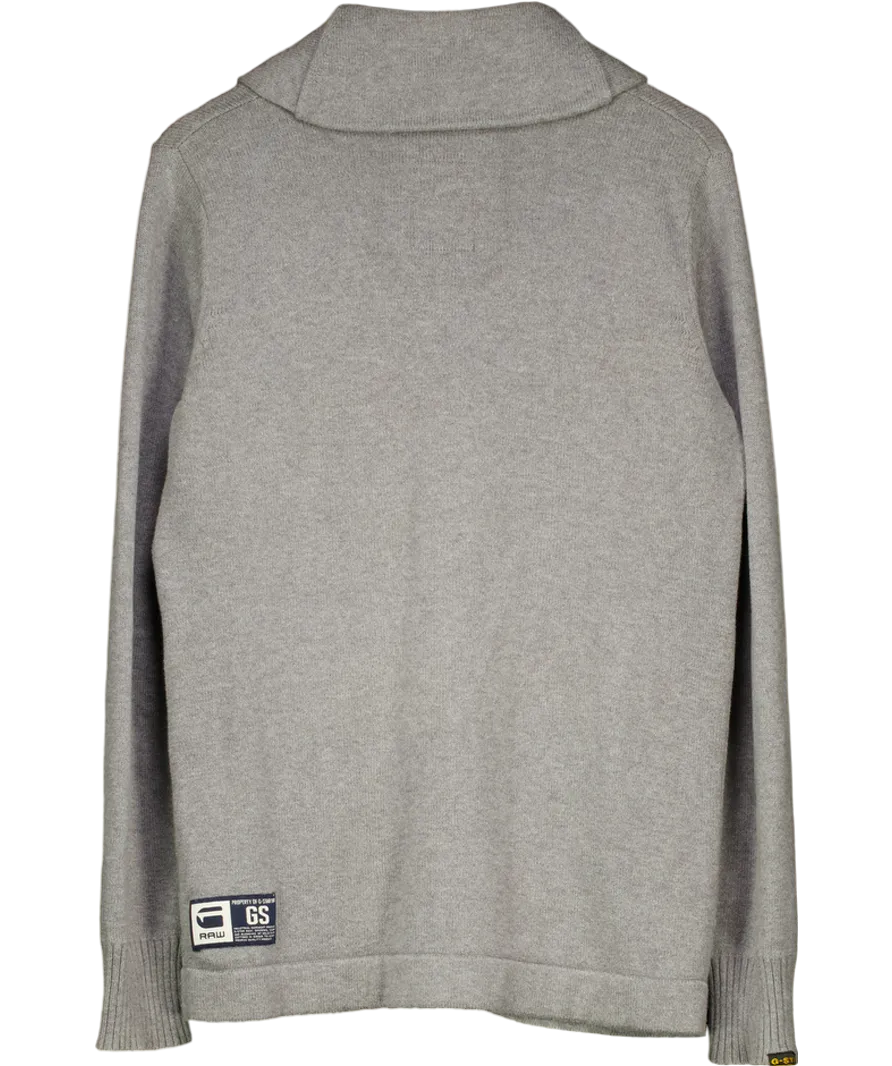 G STAR Grey Varsity Knitted Cardigan UK M