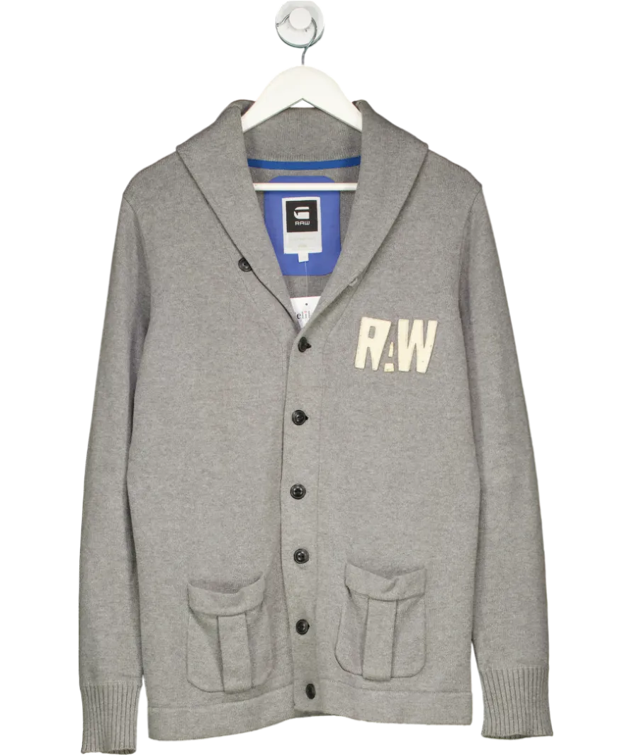G STAR Grey Varsity Knitted Cardigan UK M