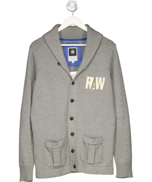 G STAR Grey Varsity Knitted Cardigan UK M