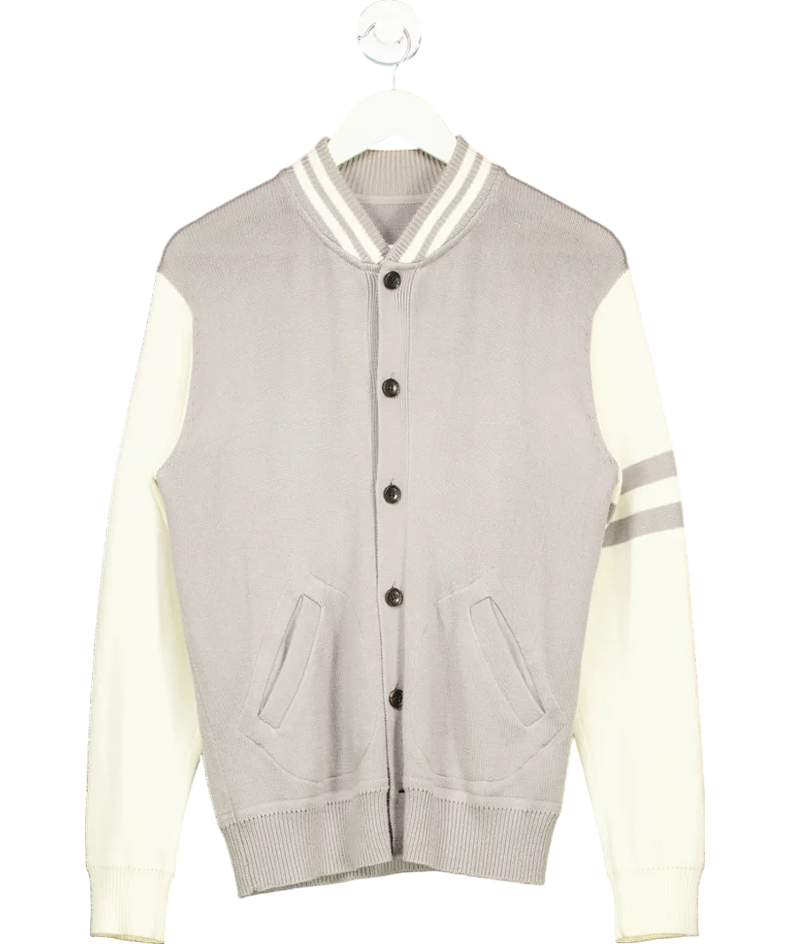 Grey Knitted Varsity Cardigan UK 10