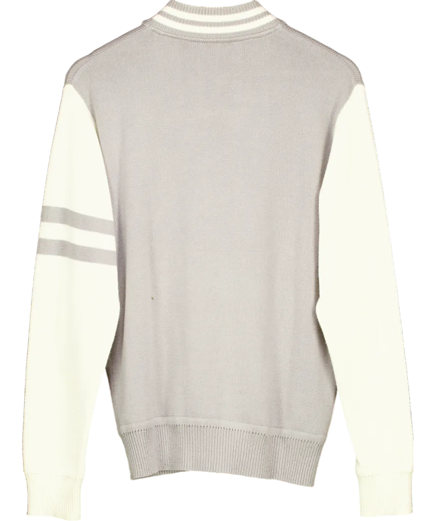 Grey Knitted Varsity Cardigan UK 10