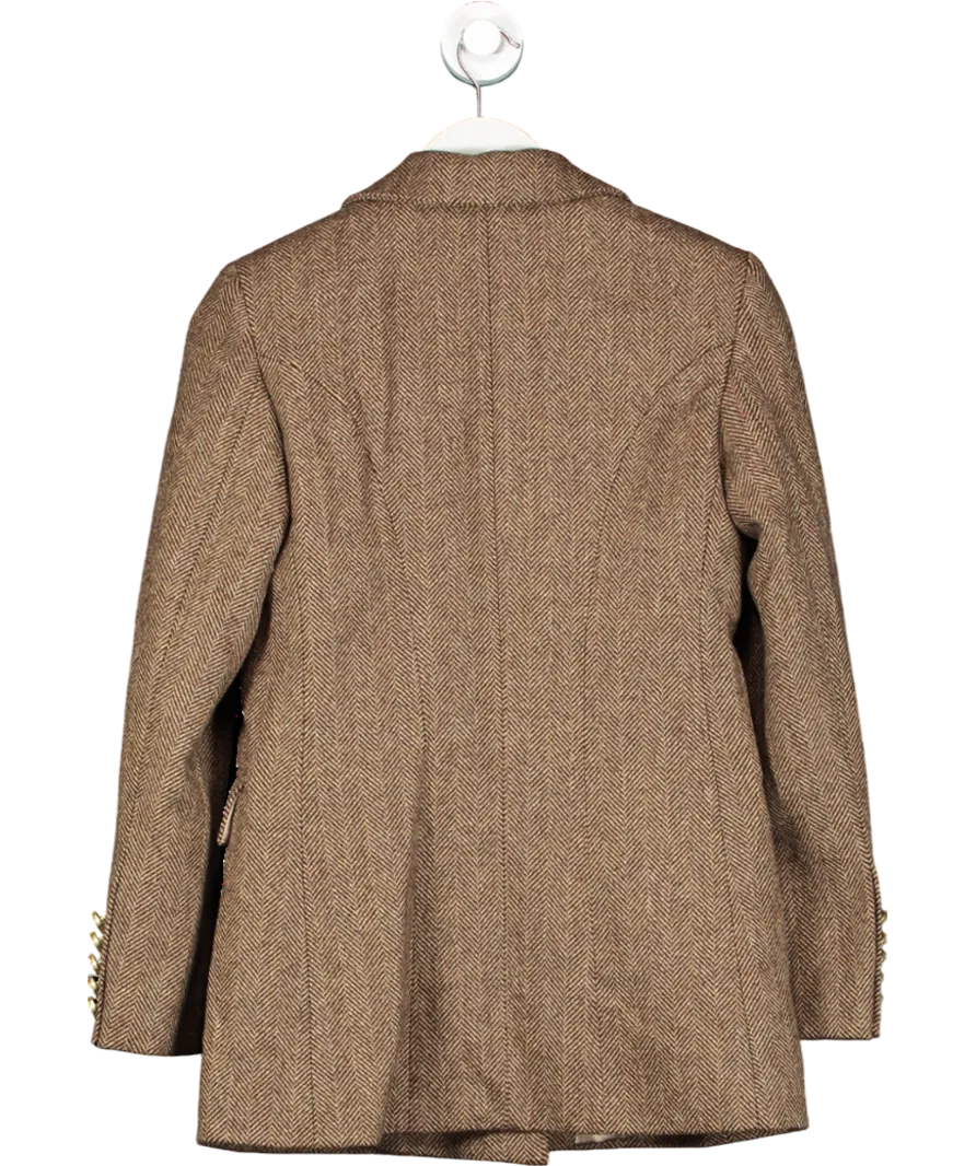 Holland Cooper Brown Double Breasted  Herringbone Blazer UK 8