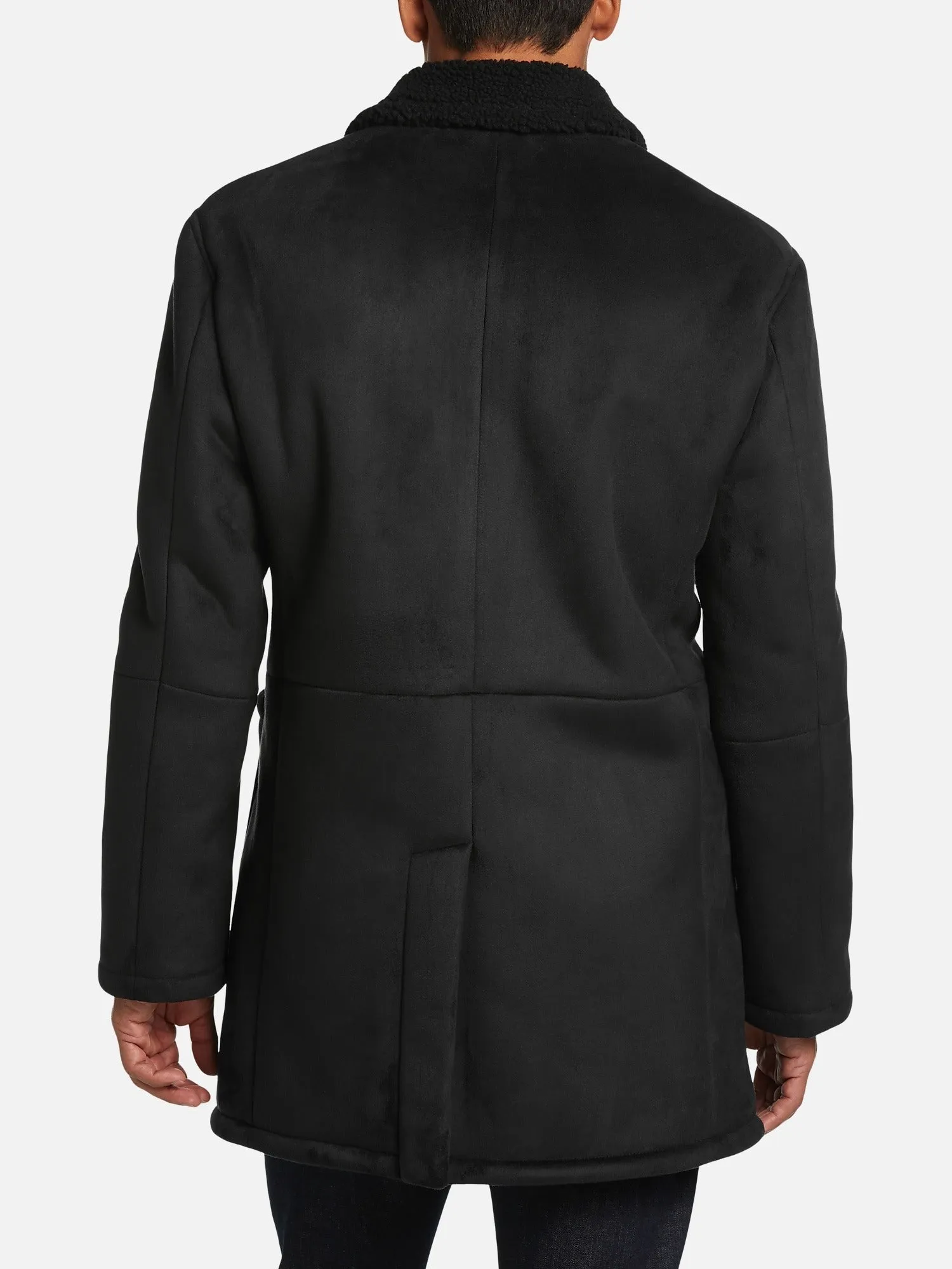 Lauren Ralph Lauren Mens Classic Fit Faux Shearling Overcoat Jacket Black 36R