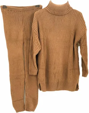 lounge wear for women 2 piece set Turtleneck co ord knitted sweatsuit set cowl neck jumper GalModa