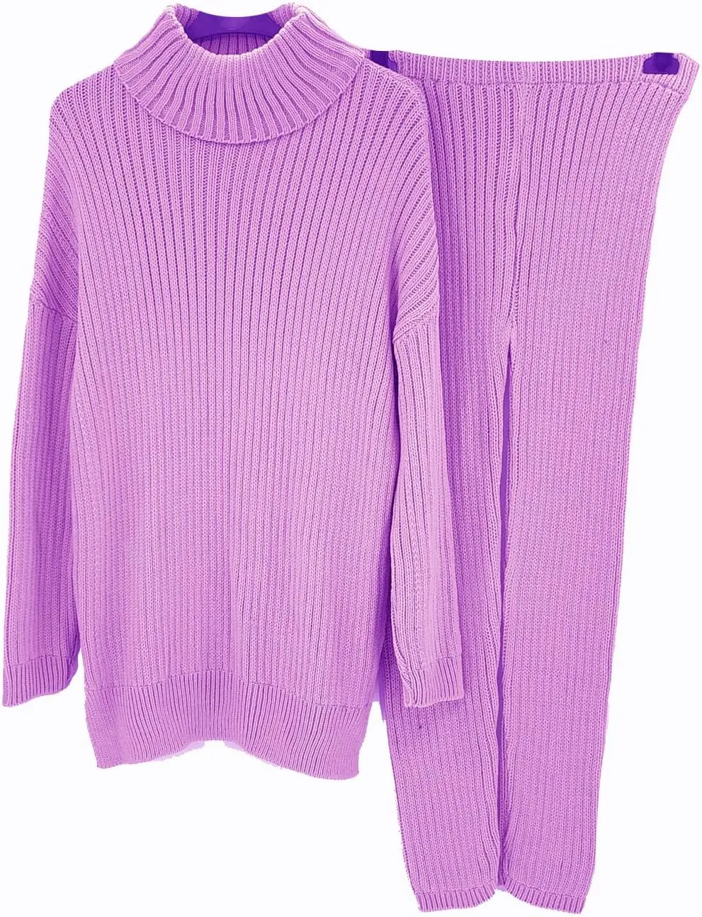 lounge wear for women 2 piece set Turtleneck co ord knitted sweatsuit set cowl neck jumper GalModa