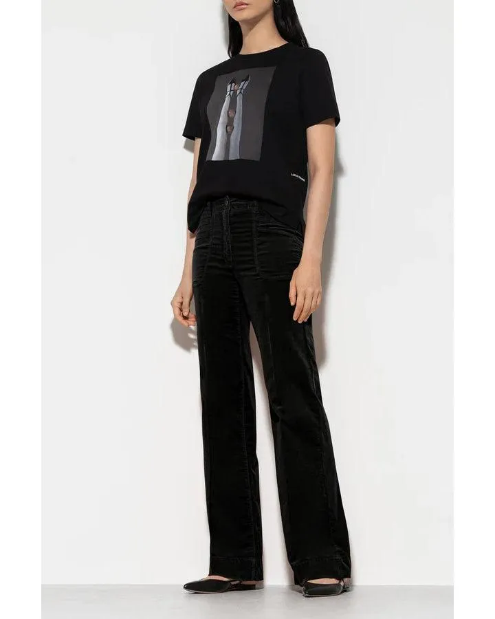 Luisa Cerano Black Velvet Flared Pants