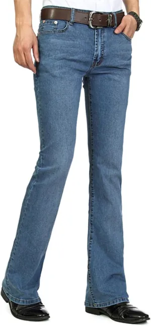 Men's Flares Flared Denim Pants Bell Bottom Stretchy Jeans Trousers Party Slim Fit Casual Vintage Hippie