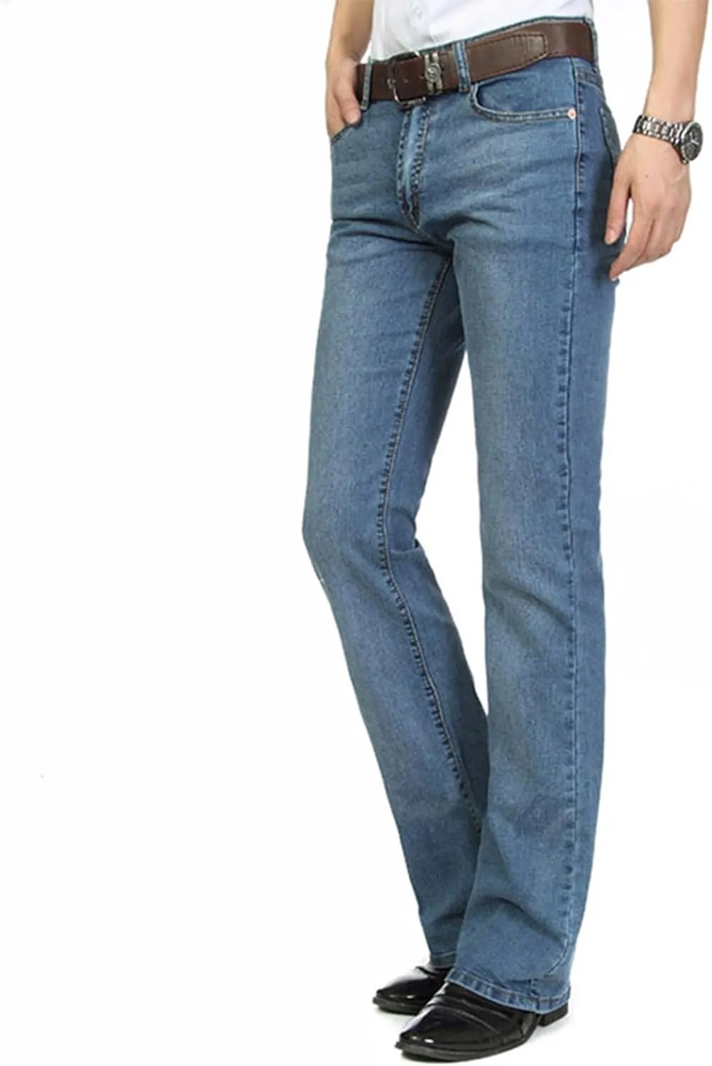 Men's Flares Flared Denim Pants Bell Bottom Stretchy Jeans Trousers Party Slim Fit Casual Vintage Hippie