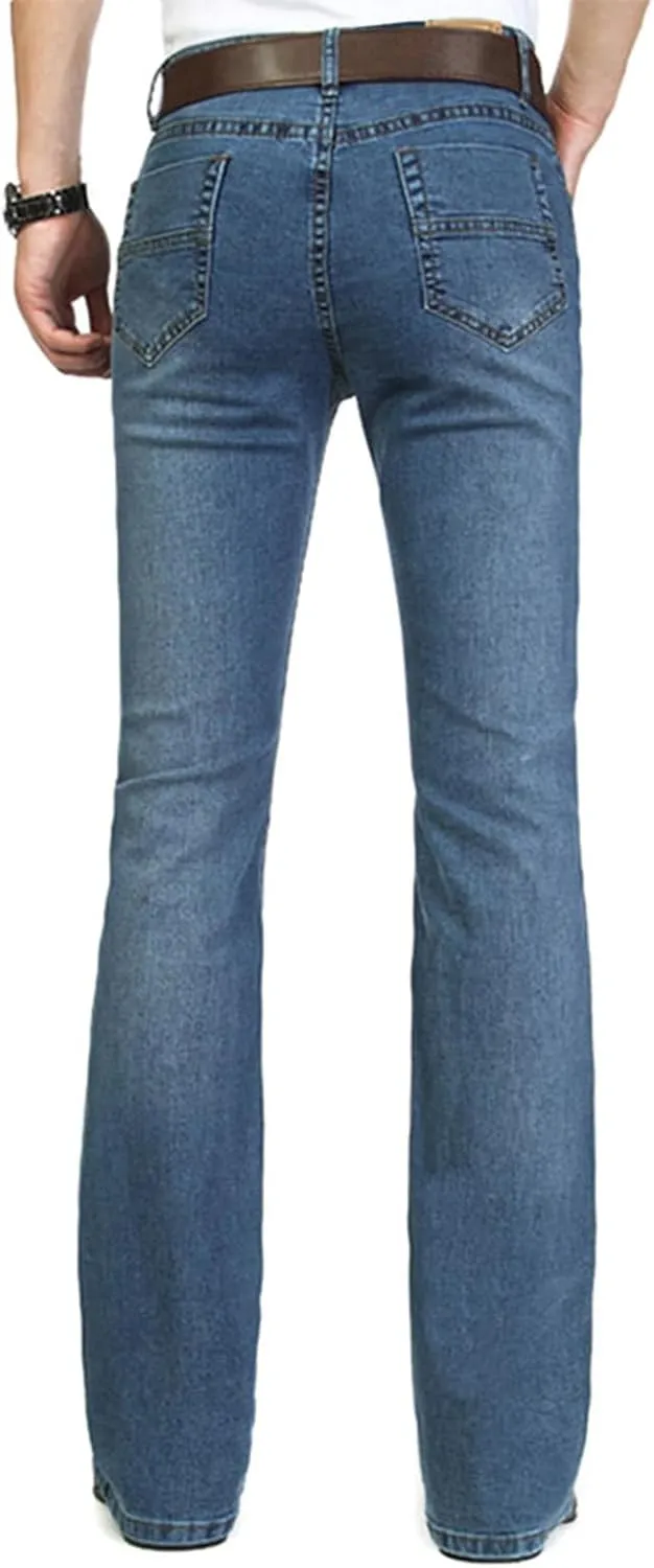 Men's Flares Flared Denim Pants Bell Bottom Stretchy Jeans Trousers Party Slim Fit Casual Vintage Hippie