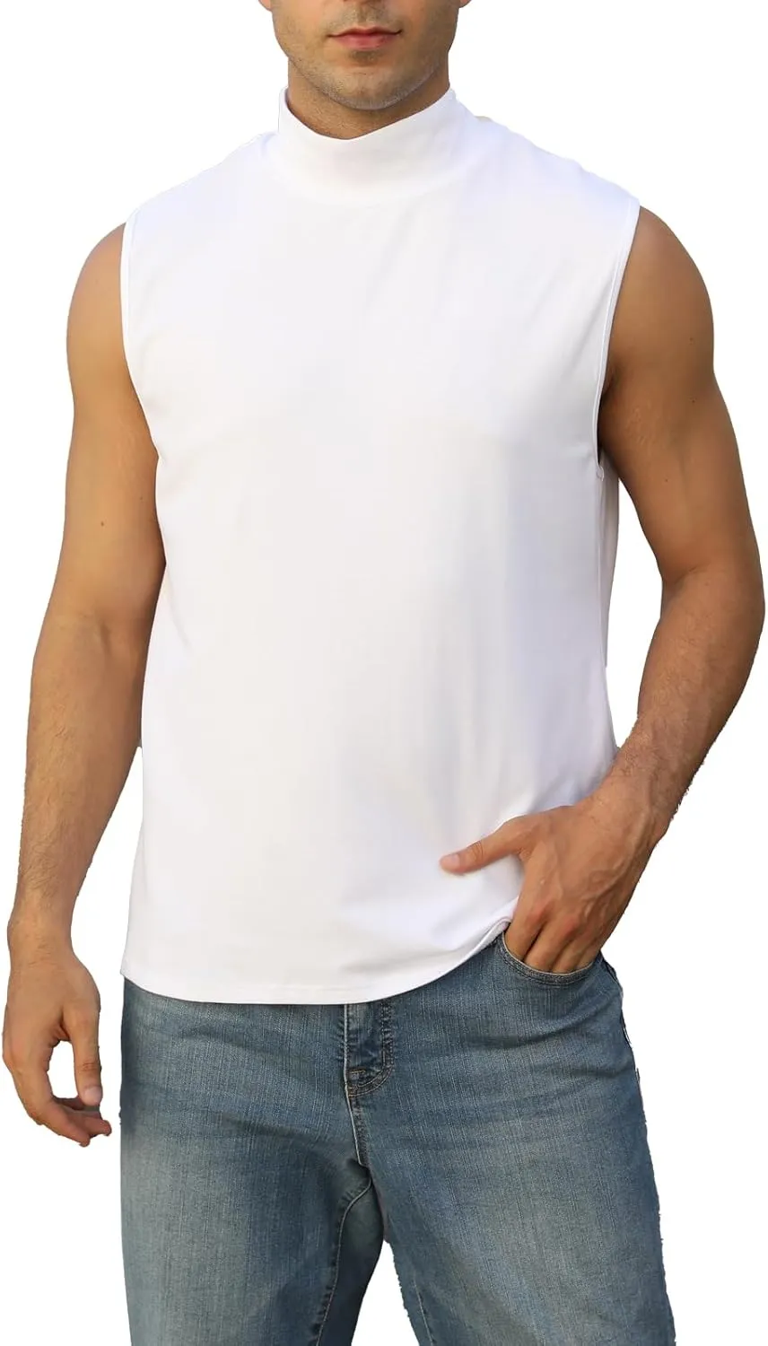 Mens Mock Tee Shirts Sleeveless Casual Basic Slim Fit Pullover Tank Tops Undershirts