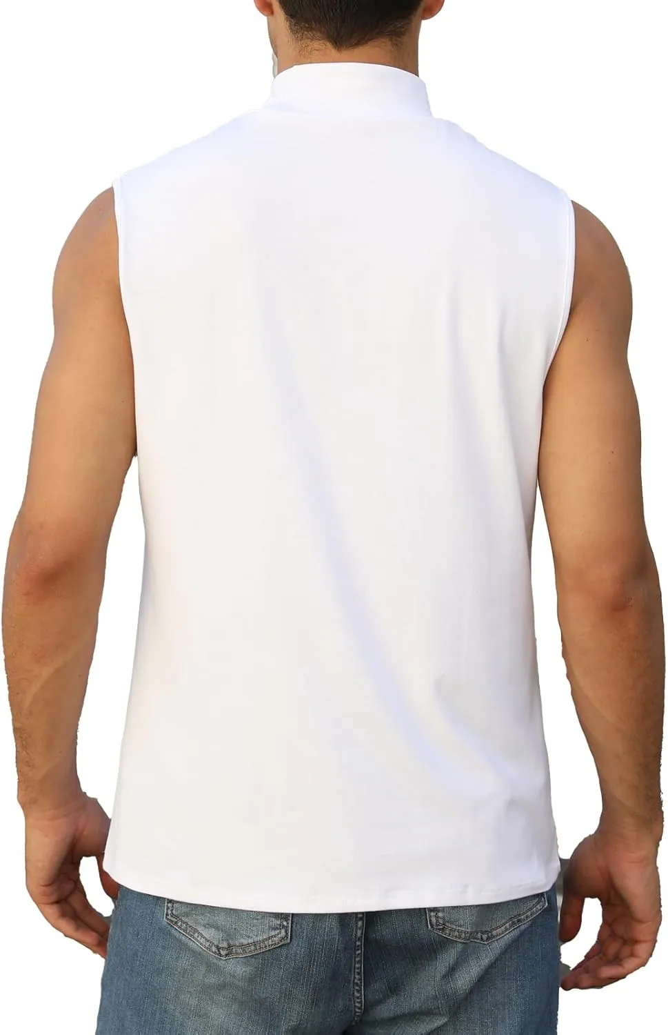 Mens Mock Tee Shirts Sleeveless Casual Basic Slim Fit Pullover Tank Tops Undershirts