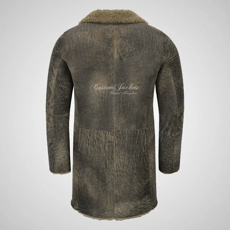 NORILSK Mens Shearling Coat Vintage Sheepskin Fur Coat