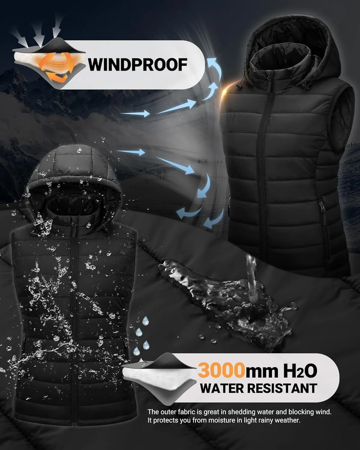 Outdoor Ventures Women's Lightweight Packable Hooded Puffer Vest Outerwear Zip Up Warm Sleeveless Winter Jacket Quilted Coat