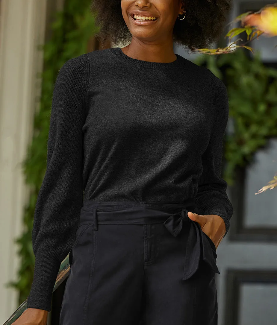 The Coziest Cashmere Blend Bishop-Sleeve Sweater - Main