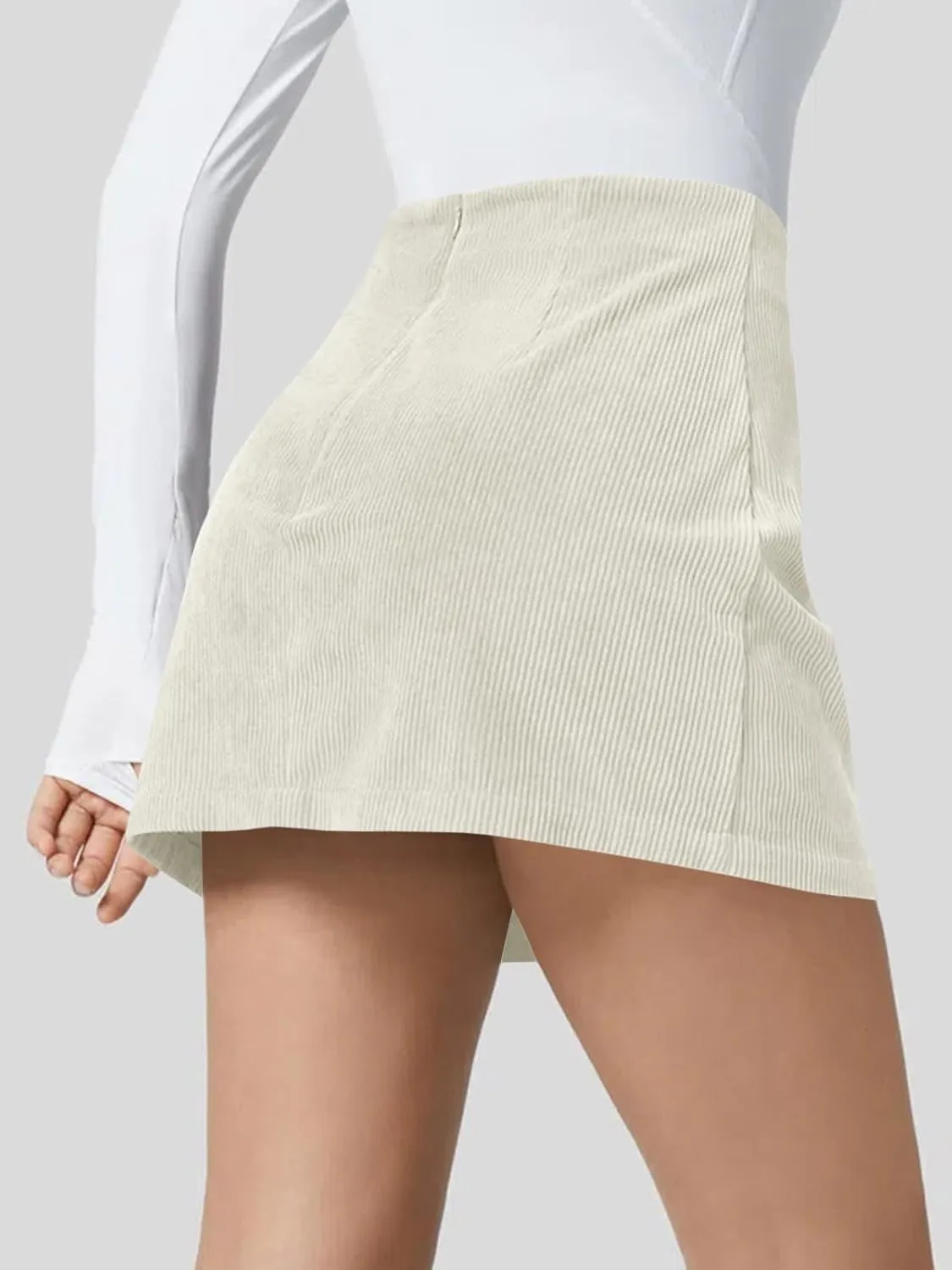 Wenrine Womens Mini Skirt High Waisted Basic Casual A-line Short Pencil Corduroy Skirts