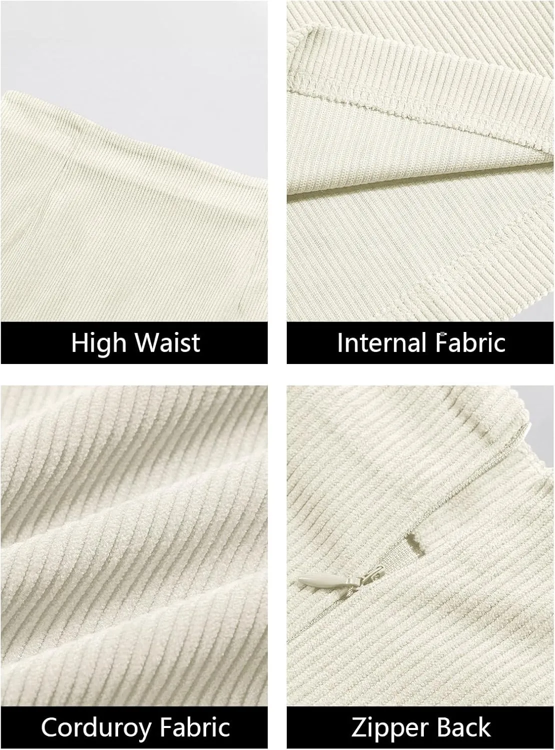 Wenrine Womens Mini Skirt High Waisted Basic Casual A-line Short Pencil Corduroy Skirts