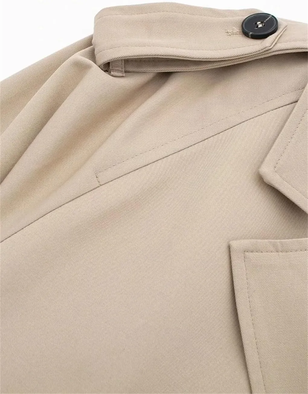 Women's Collar Short With Belt Trench Coat Solid Color Casual Loose Short Trench Coat
