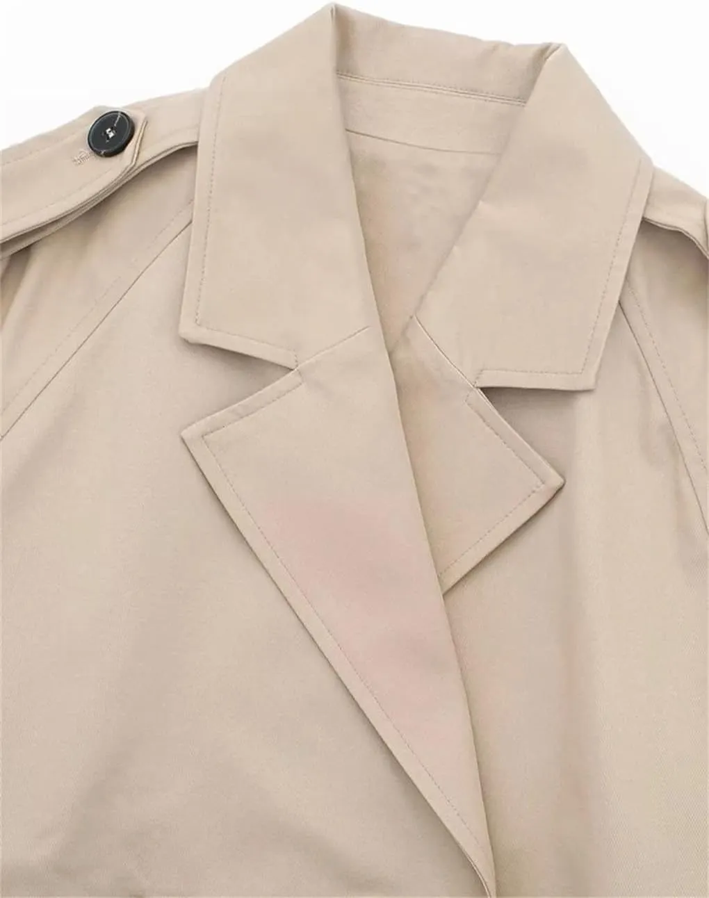 Women's Collar Short With Belt Trench Coat Solid Color Casual Loose Short Trench Coat