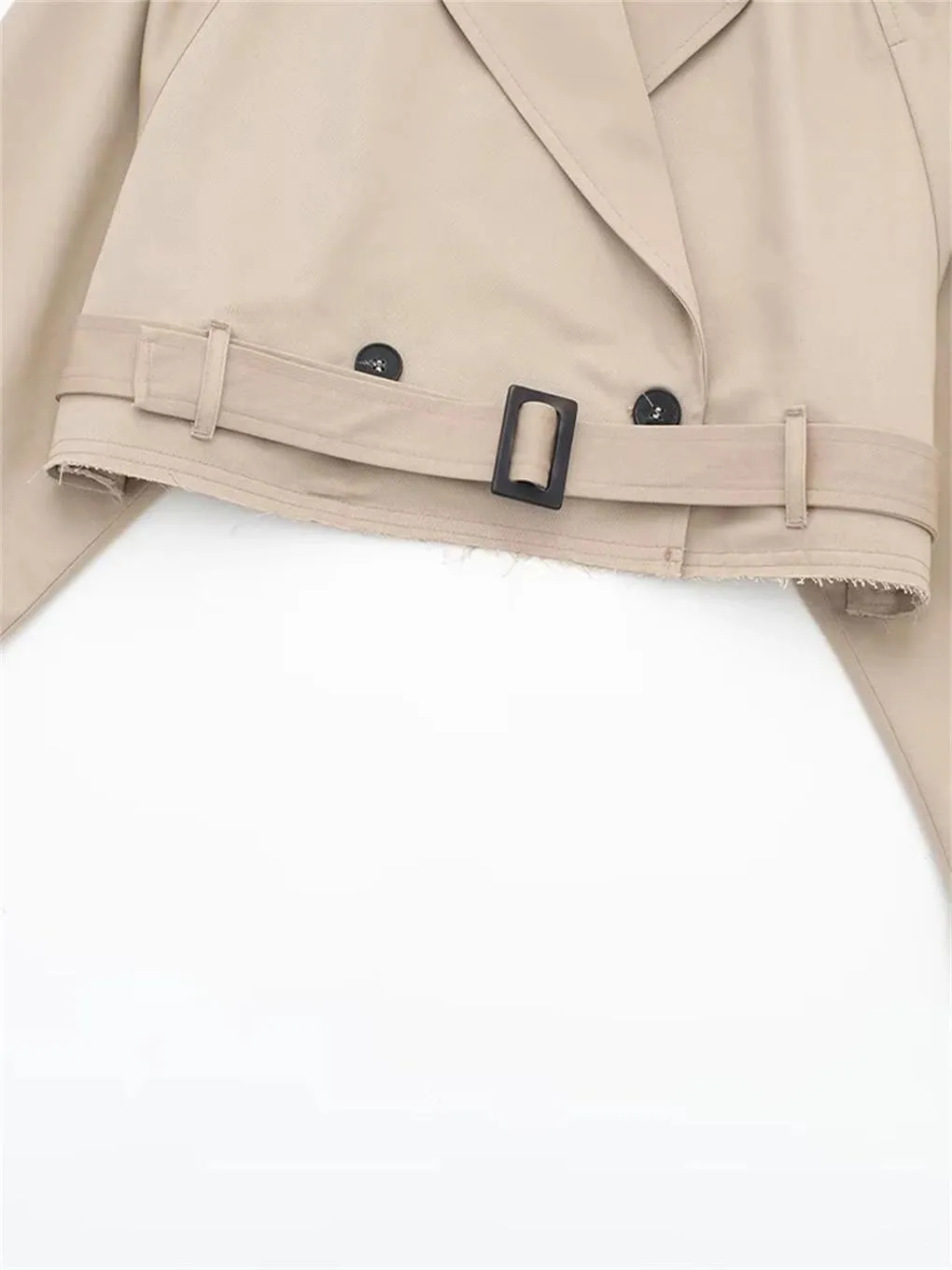 Women's Collar Short With Belt Trench Coat Solid Color Casual Loose Short Trench Coat
