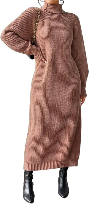 Women's Winter Sweater Dress Oversized Long Sleeve Knit Loose Pullover Maxi Bell