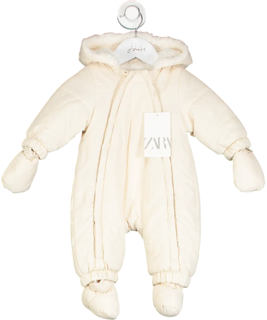 ZARA Cream Fleece Lined Snowsuit 0-3 Months