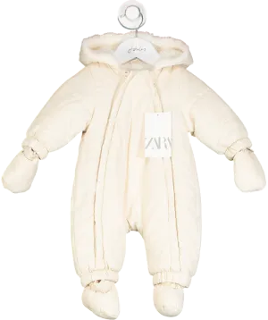 ZARA Cream Fleece Lined Snowsuit 0-3 Months